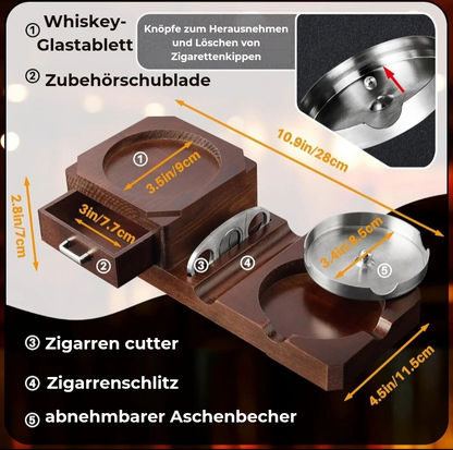 SpiritMate - Whiskey-Tablet mit Zigarrenaschenbecher